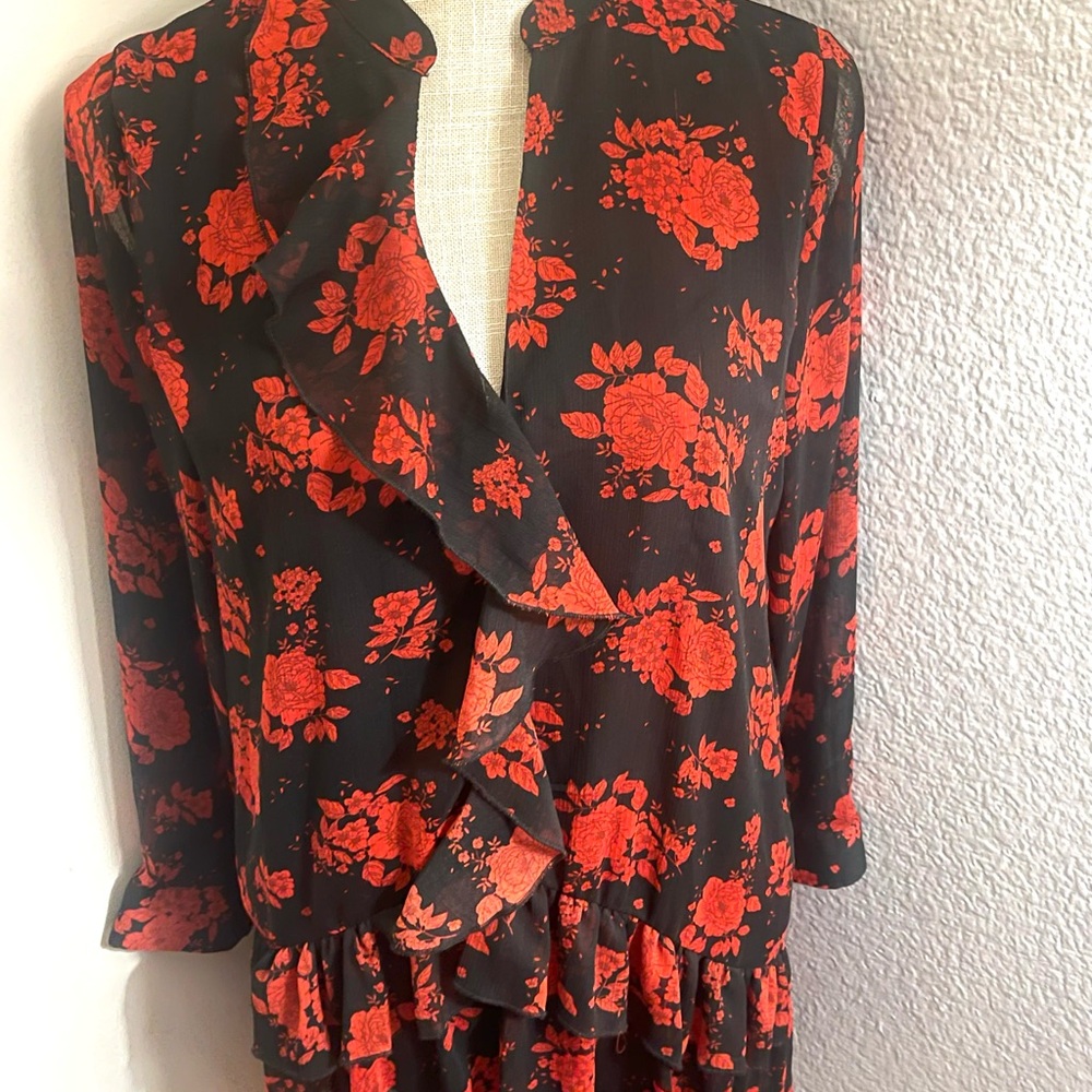Zara Black and Red Floral Dress - Picture 6 of 10